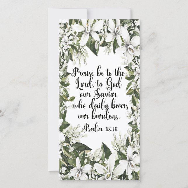 Psalm 68:19, Watercolor bible verse bookmark (Front)