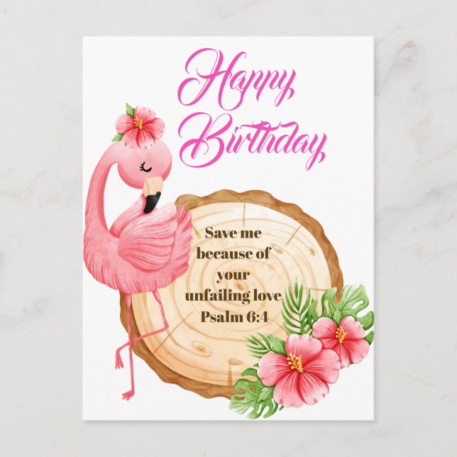 Psalm 6:4 Christian Birthday Greetings Postcard (Front)