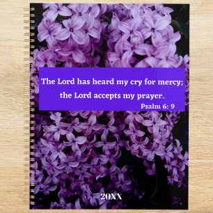 Psalm 6:9 Lilac Floral Bible Verse Christian Planner
