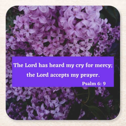 Psalm 69 The Lord Hears Me And Accepts My Prayer Square Paper Coaster