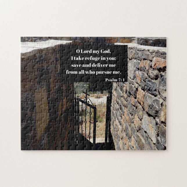 Psalm 7:1 God Is My Refuge Bible Verse Jigsaw Puzzle (Horizontal)