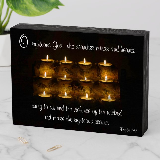 Psalm 7:9 Candles Wooden Box Sign (In Situ Horizontal)
