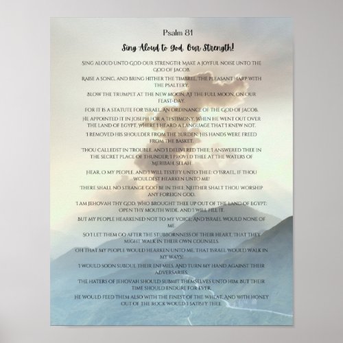 Psalm 81 Sing Aloud to  God Our Strength Poster