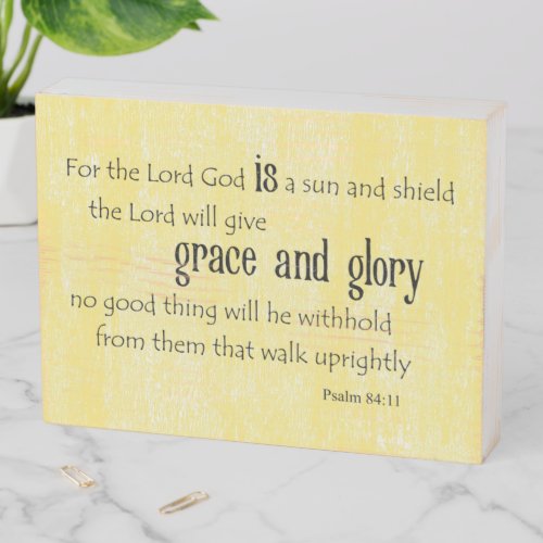 Psalm 8411 Script Bible Verse Lord God is sun Wooden Box Sign