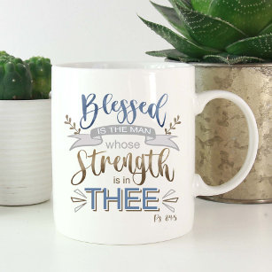 Blessed is the Man Stainless Steel Travel Mug with Handle - Psalm 84:5