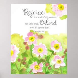 Psalm 86 Scripture Bible Verse Pink Flowers Poster