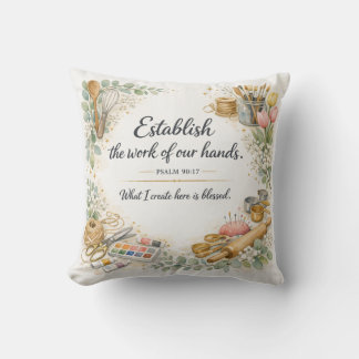 Psalm 90:17 Bible Verse, Messianic Jewish Decor Throw Pillow