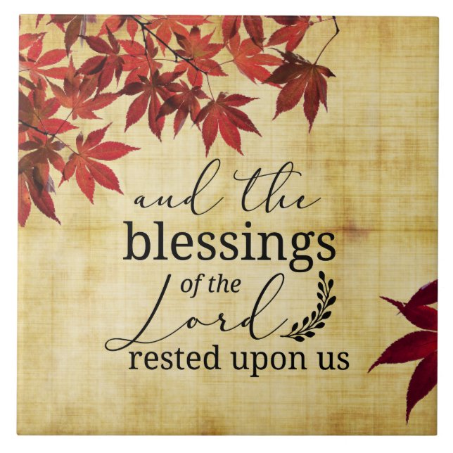 PSALM 90:17 Blessings of the Lord Rested Upon Us Ceramic Tile (Front)