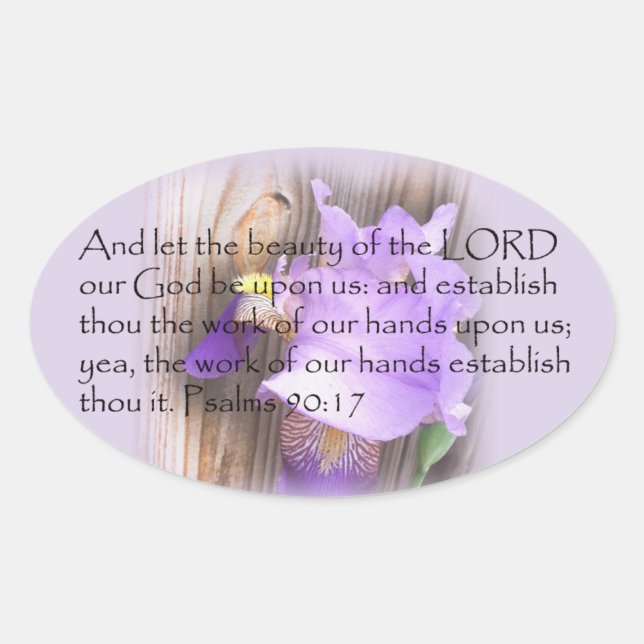 Psalm 90:17 KJV Bible verse Oval Sticker (Front)