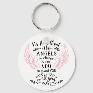 Psalm 91:11 Bible Scripture Verse Angels Guard Keychain