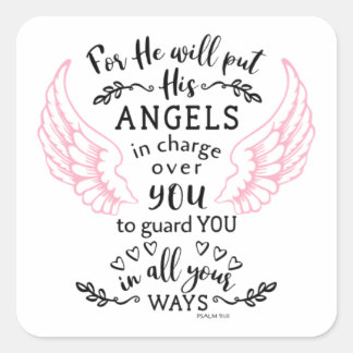 Psalm 91:11 Bible Scripture Verse Angels Guardian Square Sticker