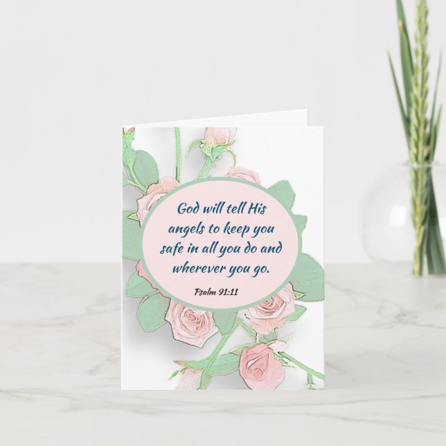 Psalm 91:11 Bible Verses about Blessings Holiday Card (Front)