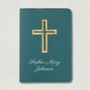 Psalm 91:11 Blessed Travel Green Religious Cross Passport Holder