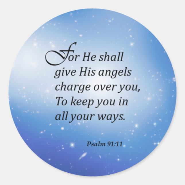 Psalm 91:11 classic round sticker (Front)