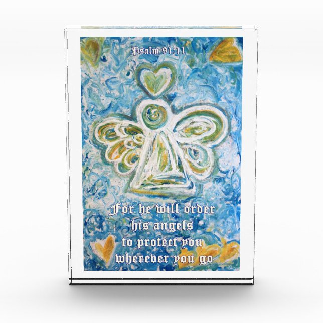Psalm 91:11 Guardian Angel Art Custom Paperweight Acrylic Award (Front)
