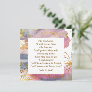 Psalm 91:14-15 Lord says I Will Rescue Bible Card