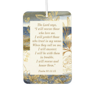 Psalm 91:14-15 The Lord says I Will Rescue Bible  Air Freshener