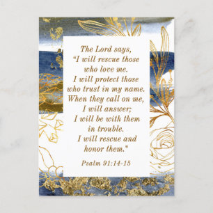 Psalm 91:14-15 The Lord says I Will Rescue Bible Postcard