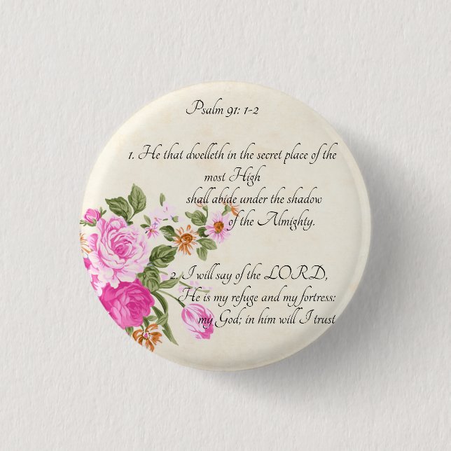 Psalm 91:1-2   button (Front)