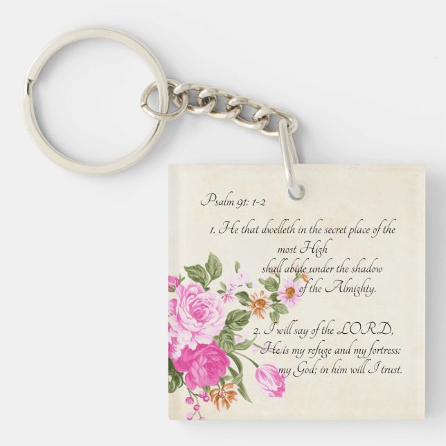Psalm 91:1-2     keychain (Front)