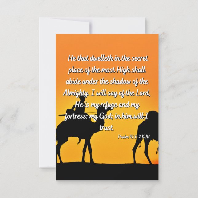 Psalm 91:1-2 KJV Bible Verse Flat Greeting Card (Front)