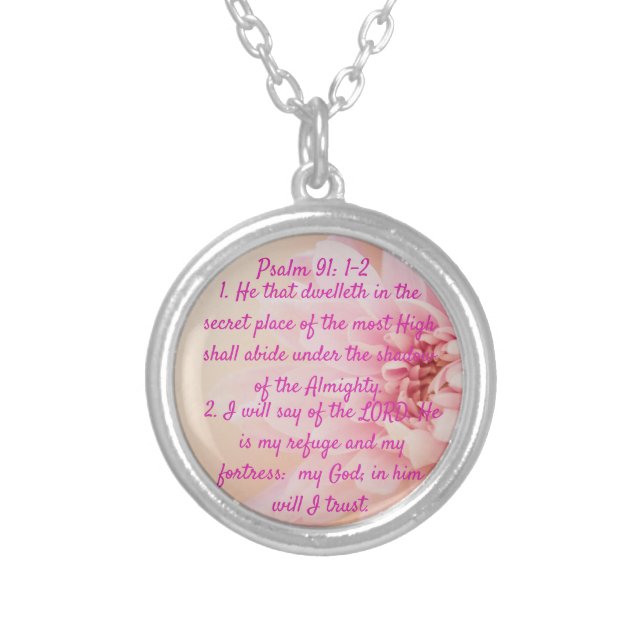 Psalm 91:1-2   silver plated necklace (Front)