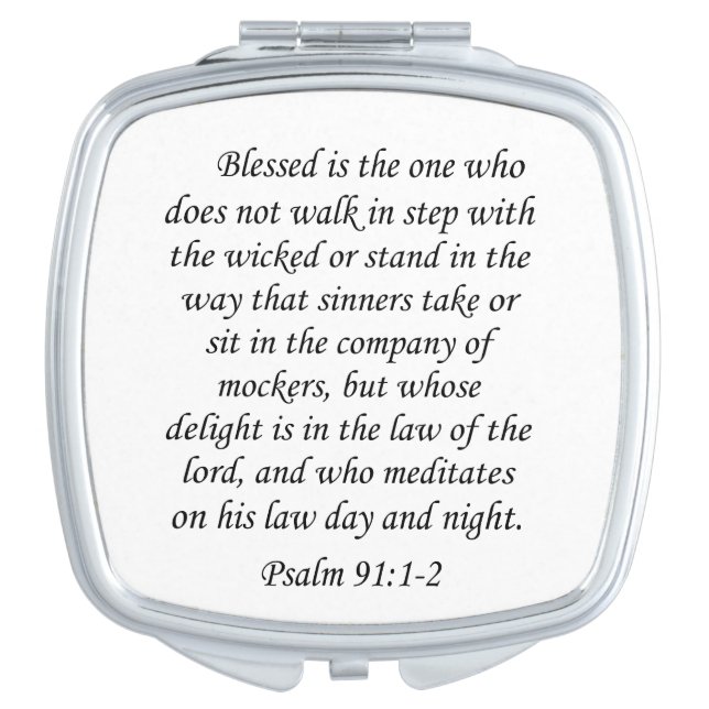 Psalm 91:1-2 Square Compact Mirror (Front)