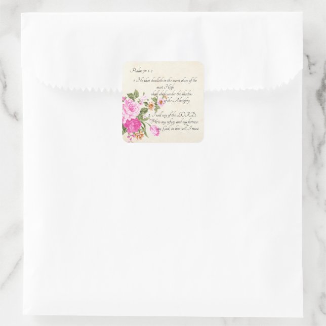 Psalm 91:1-2    square sticker (Bag)