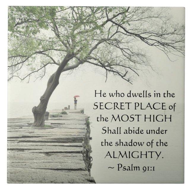 Psalm 91:1 He who dwells in the SECRET PLACE Ceramic Tile (Front)