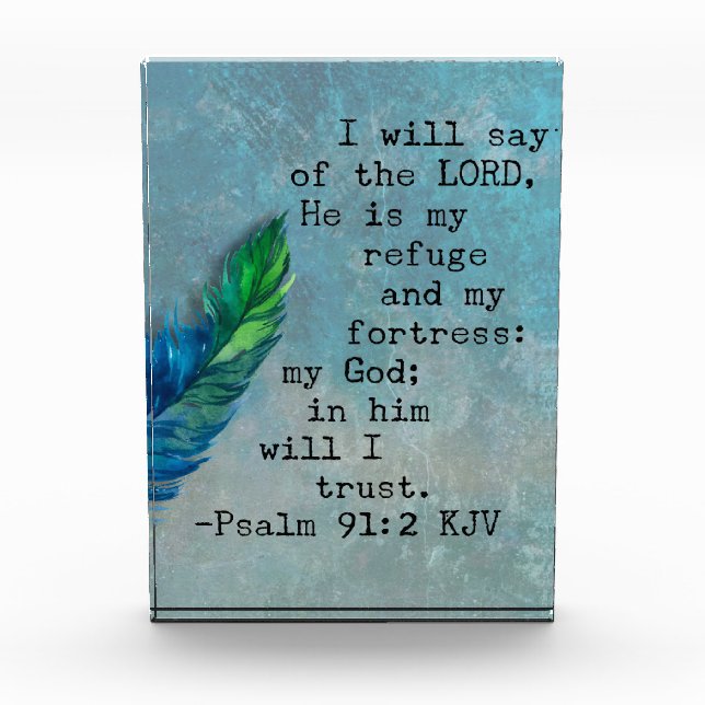 Psalm 91:2 Bible Verse Photo Block (Front)