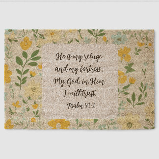Psalm 91:2 Christian Doormat Fiber Doormat