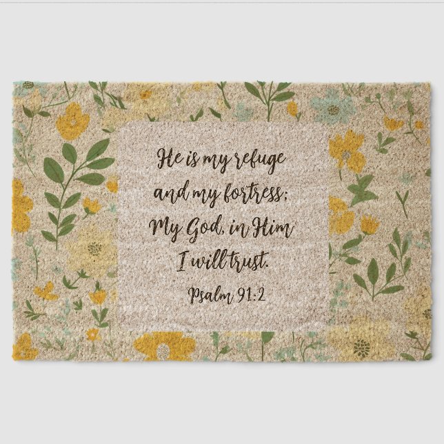 Psalm 91:2 Christian Doormat Fiber Doormat (Front)