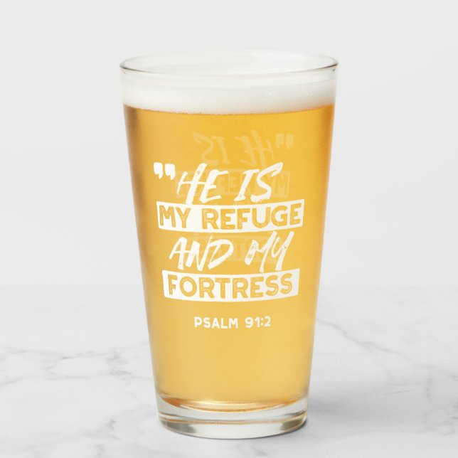 Psalm 91:2 – My Refuge and My Fortress Christian Glass (Front Filled)
