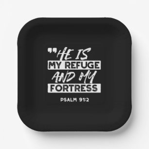 Psalm 91:2 – My Refuge and My Fortress Christian Paper Plates