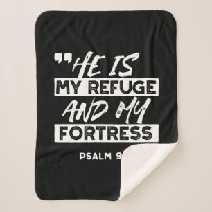 Psalm 91:2 – My Refuge and My Fortress Christian Sherpa Blanket