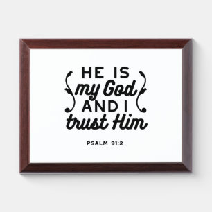 Psalm 91:2 – Trust in God Christian Bible Verse Award Plaque