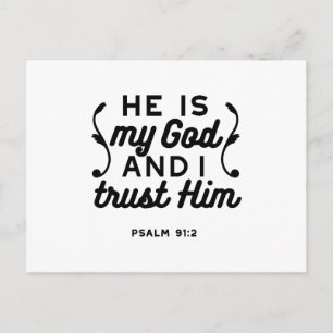Psalm 91:2 – Trust in God Christian Bible Verse Holiday Postcard