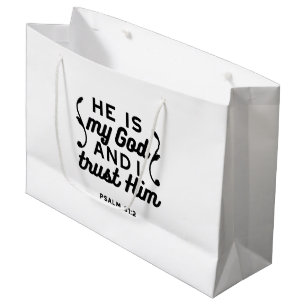 Psalm 91:2 – Trust in God Christian Bible Verse Large Gift Bag