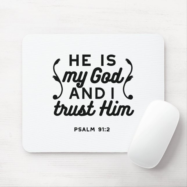 Psalm 91:2 – Trust in God Christian Bible Verse Mouse Pad (With Mouse)