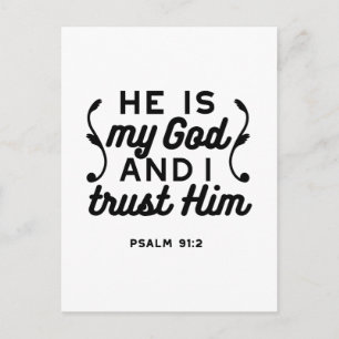 Psalm 91:2 – Trust in God Christian Bible Verse Postcard