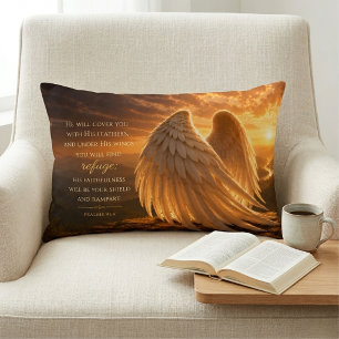 Psalm 91:4 Angel Wings Christian Accent Pillow