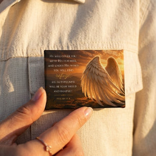 Psalm 91:4 Angel Wings Christian Faith Button