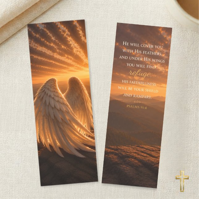 Psalm 91:4 Angel Wings Christian Scripture Bookmarks (Creator Uploaded)