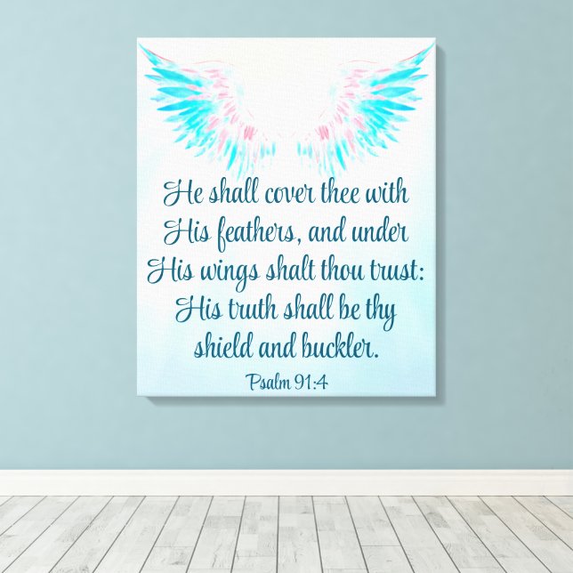 Psalm 91:4 canvas print (Insitu(Wood Floor))