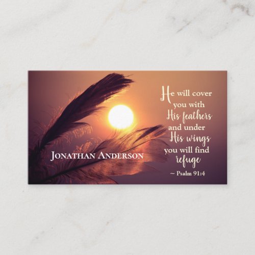 Psalm 914 He will cover you with His Feathers Business Card
