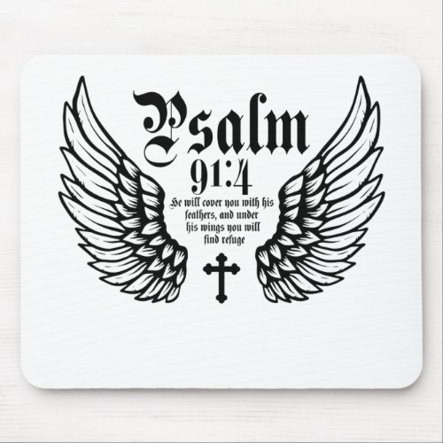 psalm 914 he will cover you with his feathers mouse pad