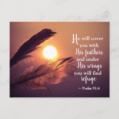 Psalm 914 He will cover you with His Feathers Postcard