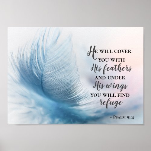 Psalm 914 He will cover you with His Feathers Poster
