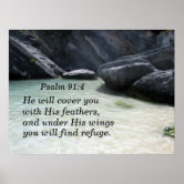 Christian Bible Quote - He Will Cover You With His Feathers And Under His Wings You Will Find Refuge Psalm 91:4 Photographic Print
