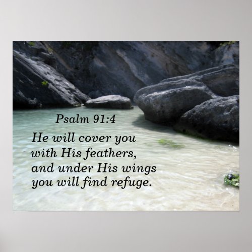 Psalm 914 He will cover you with His feathers Poster